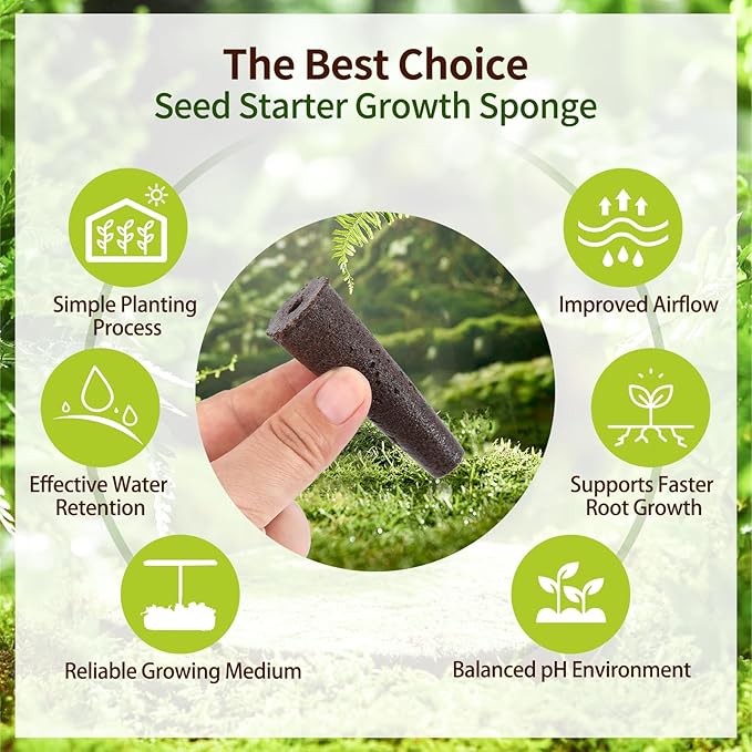 60 Pack Grow Sponges - Replacement Seed Pods for AeroGarden and Hydroponics Indoor Growing System - Ideal for Herb Gardening and Root Growth