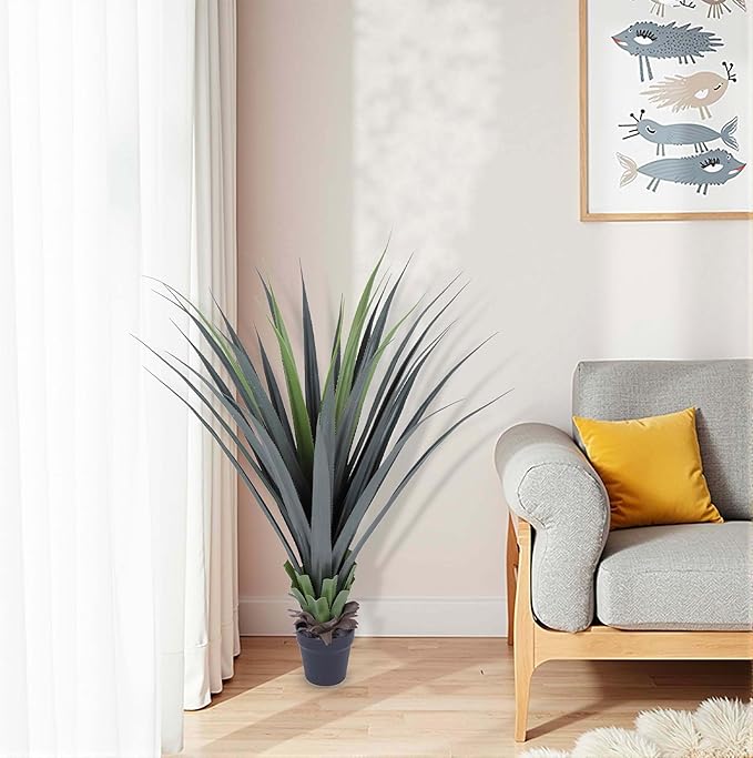 Yinleus 44inch Artificial Agave Plant Potted Plants Fake Agave Plant for Home Office Garden Indoor Outdoor Decoration (1PACK)