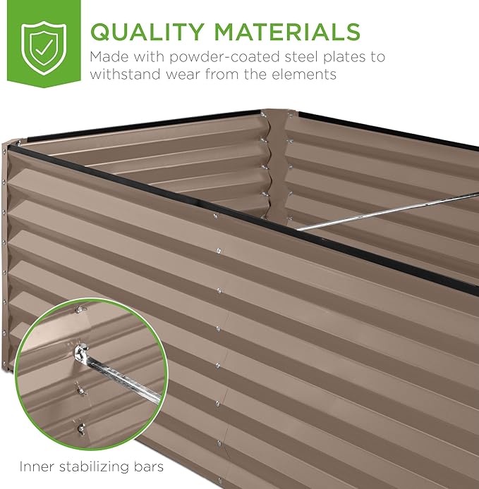 Best Choice Products 6x3x2ft Outdoor Metal Raised Garden Bed, Deep Root Box Planter for Vegetables, Flowers, Herbs, and Succulents w/ 269 Gallon Capacity - Taupe