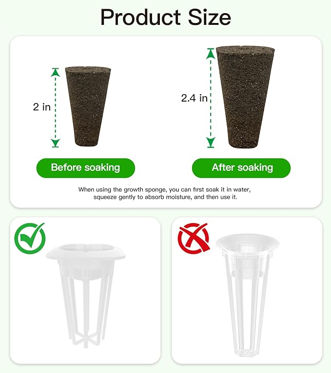 Seed Pods Kit for Hydroponics Growing System, Seed Starter Pods for Indoor Garden, Including 12pcs Grow Sponges, Grow Baskets, A&B Hydroponic Nutrients, Compatible with Idoo, QYO, LYKO, Square Shape