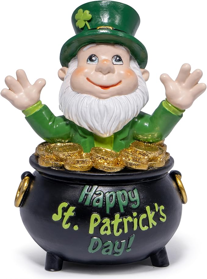 Hodao St Patrick's Day Gnome Decoration Beard Elf for St Patricks Day Home Table Figurines Decor for St. Patrick's Gifts Luck Green Irish Handmade Gnomes Spring Decortion Gifts (Green-One)