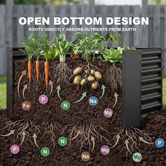 AHEONLAR 3 Pack 4×2×2ft Galvanized Raised Garden Beds, Rectangle Durable Planter Boxes Outdoor for Vegetables, Fruits, Flowers and Plants, Quick Assembly, Grey