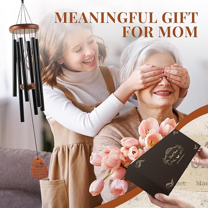 JOBOSI Mother's Bouquet Memorial Wind Chime with Black Tube Decorative Gift,Indoor/Outdoor Decorative Gift, Perfect for Mothers, Ladies, and Grandma
