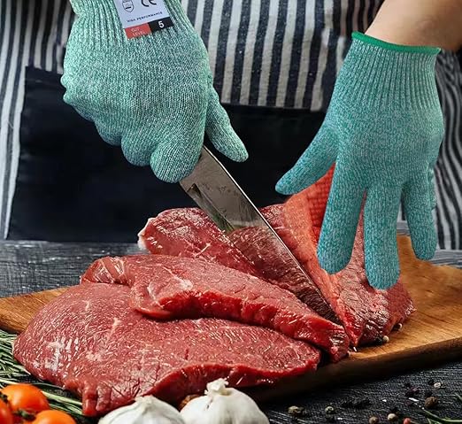Cut Resistant Gloves, 1 Pair, Medium, Green, EN388 Level 5 Cut Protection, Food Grade, Kitchen, Oyster Shucking, Fish Fillet Processing, Carving Wood, Gardening