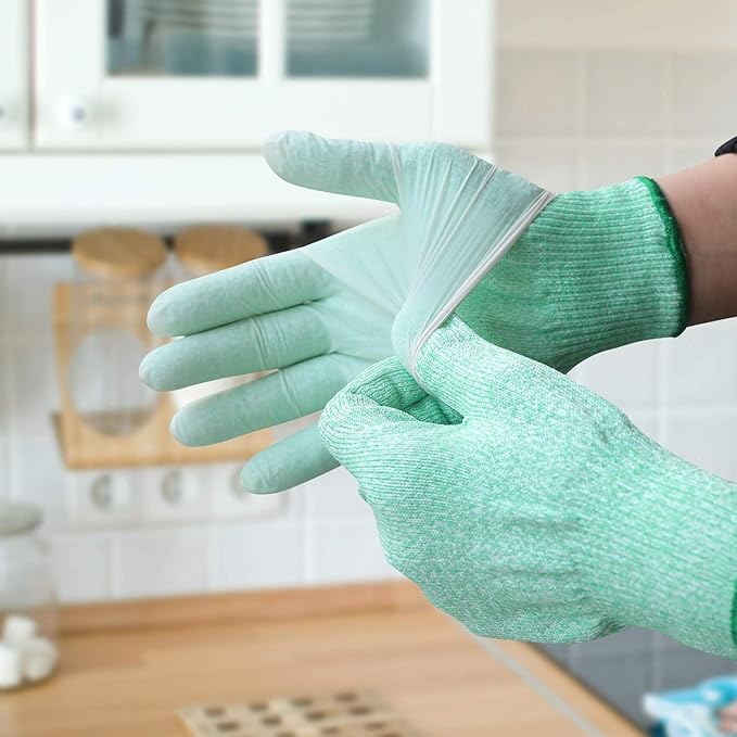 Evridwear Cut Resistant Gloves Food Grade Level 5 Kitchen Safety Protection (Medium, Green)