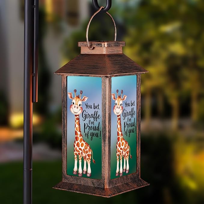 Pawatee Solar Hanging Lanterns, Bronze, Little Giraffe Pattern, Waterproof, Solar LED, Ideal for Garden Decor, Patio, Lawn, Porch