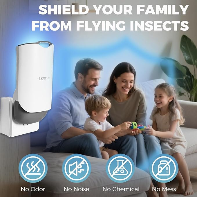 Fruit Fly Traps for Indoors, Flying Insect Trap Indoor Plug-in Gnat Traps for House, Mess-Free Mosquito Trap Bug Zapper Captures for Fruit Flies Uses Blue & UV Light with 5 Refills