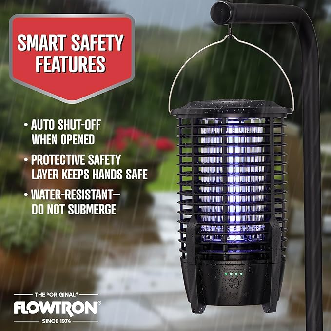 Flowtron Rechargeable Bug Zapper Lamp | 2-in-1 3600mAh Battery Powered LED Light & Insect Killer with USB-C Charging | 2150 Sq Ft Indoor Outdoor Coverage Mosquito Trap for Patio, Camping, Yard, Home