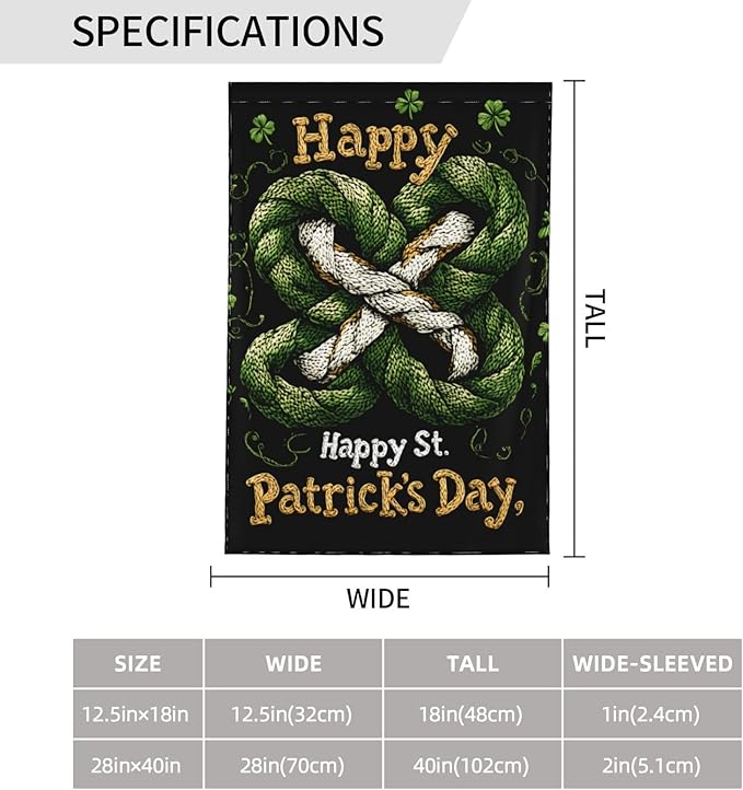 Rope Style Clover Garden Flag 12x18 Inch Double Sided All-Weather Polyester Outdoor Flag For Patio Lawn Yard And Garden Welcome Decor