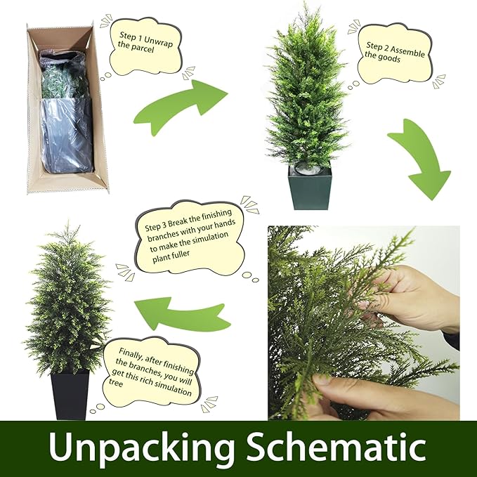 5FT Artificial Topiary Tree Beautiful Realistic Faux Cedar Pines Christmas Trees UV Rated Fake Shrubs for Front Porch Faux Plants Indoor and Outdoor Decor (1 Pack)