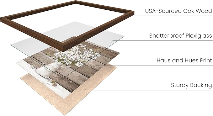 HAUS AND HUES Flower Wall Decor - Set of 4 Framed Floral Prints, Botanical Wall Art for Bedroom, Flower Paintings and Pictures, Elegant Floral Decor (Walnut Frame, 16x20)