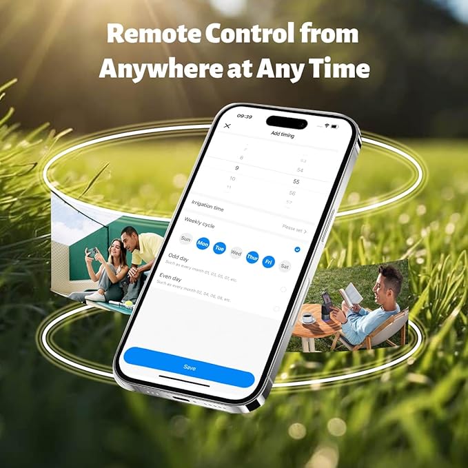 Water Timer for Garden Hose, 2.4GHz WiFi Smart Hose Sprinkler Timer with Tuya/Smart Life App, GreenVation Plant Automatic Watering System for Yard Outdoor Irrigation (WiFi Green)