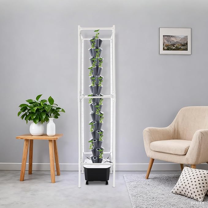 Hydroponics Growing System Kit,70 Pods Vertical Indoor Garden with LED Grow Light, Indoor Herb Garden with Wheels, Plant Germination Kit for Vegetable Fruit (Grey 70 Holes)