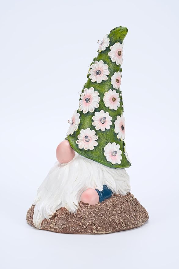 Garden Gnome Solar Light Outdoor Statue, Decorative Lawn Ornament for Patio, Balcony, Yard, Housewarming Gift