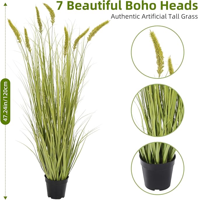 Ttranewsoo Green Onions Fake Plants,Artificial Plants Indoor, Fake Grass Decor Green Plant Fake Outdoor Flowers Fake Succulents,Artificial Tall Grass Plants with Pots House Decorative(47" 2 Pack)