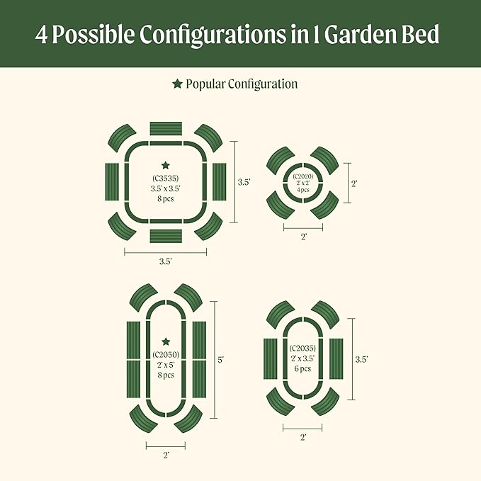 Vego garden Raised Garden Bed Kit, 17" Tall 4 in 1 Modular Metal Raised Garden Beds Kit, Metal Planter Box for Vegetables, Flowers, Herbs, Pearl White