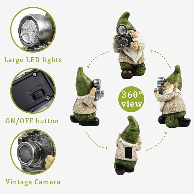 Garden Gnomes Decorations for Yard - Garden Gnome Solar Statue Funny Outdoor Decor for Yard,Patio,Lawn,Unique Housewarming Gifts
