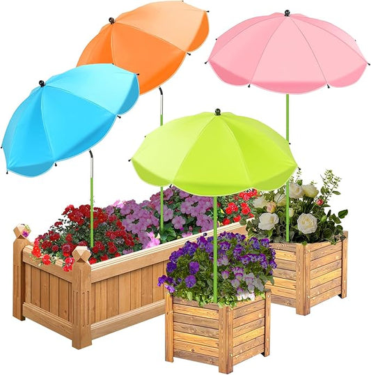 Axcoix 4 Pack Upgraded Plant Umbrellas for Outdoor Plants, 26" Larger Garden Plant Umbrella Shade with Adjustable Angle, 43.4" Higher Sun Shade for Plants, Potted Plant, Garden Beds