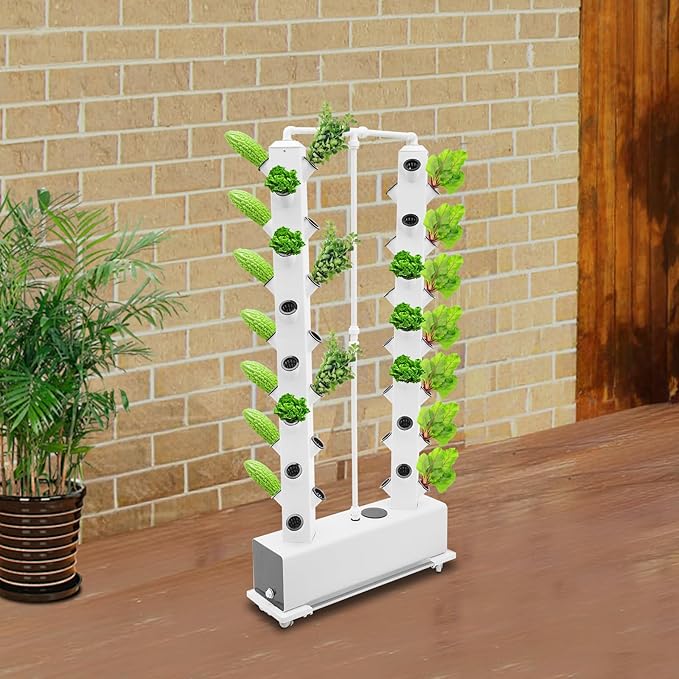 Hydroponic Growing System Kit Hydroponic Vertical Garden Growing Tower,50-Plant Indoor Gardening Vegetable System with 7.93Gal Tank Timer, Plant Germination kit for Gardening Lover