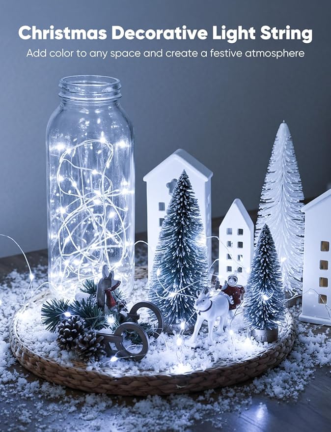 Minetom 12 Pack Fairy Lights Battery Operated String Lights 8 Modes, 7ft 20LED Waterproof Silver Wire Twinkle Lights, Firefly Starry Moon Lights for Mason Jars DIY Christmas Wedding Party