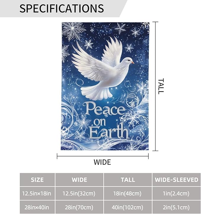 Snow And Dove Garden Flag 12x18 Inch Double Sided All-Weather Polyester Outdoor Flag For Patio Lawn Yard And Garden Welcome Decor