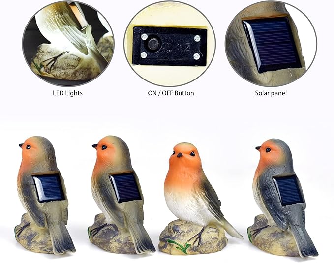 Solar Garden Decor Outdoor Statues - Waterproof Loving Bird Lights Decor for Yard, Lawn, Patio and Balcony Ornament, Unique House Warming Gifts for Women Grandma - 2 Pack