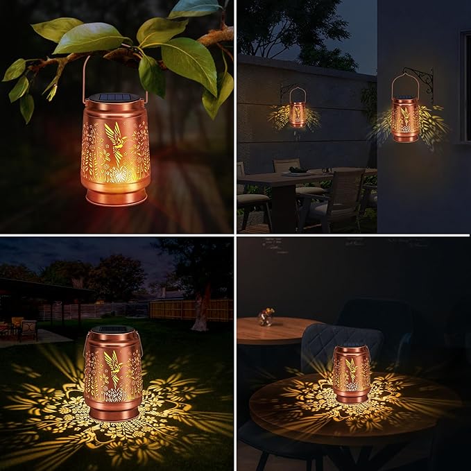 siruitong Solar Lantern Outdoor Lamp Waterproof Decorations Garden Decor, Christmas Birthday Gifts for Women, Mom, Grandma Decorative Garden, Yard, Patio, Lawn, Balcony Porch - Hummingbird B