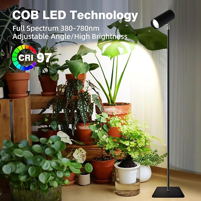 30W Full Spectrum Grow Light, 5000LM High PPFD&CRI COB LED Floor Lamp with 6/8/12H Timer, Adjustable Height (28"-83") & Angle, Grow Lights for Indoor Plants, Succulents & Flowers (4000K Warm White)