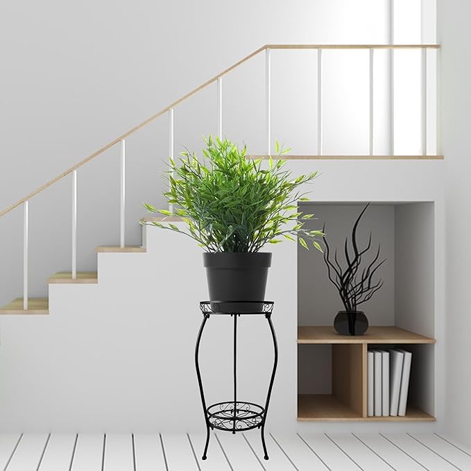 NOAMOO Metal Plant Stand 2 Tier Indoor Outdoor, Tall Flower Pot Shelf Rustproof Stable Heavy Duty Corner Stand, 28 inch Multiple Plant Display Rack for Living Room Patio Balcony Garden