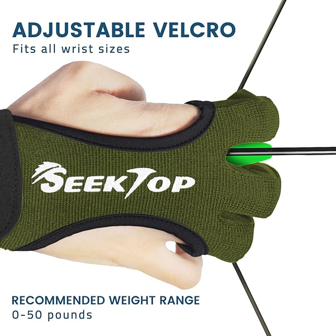 Seektop Archery Gloves Shooting Hunting Leather Three Finger Protector for Youth Adult Beginner