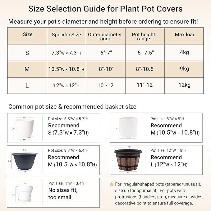 Dahey Jute Rope Plant Basket Modern Woven Storage Basket for 10.5" Indoor Planter, Decorative Flower Pots Cover Laundry Bin with Handle Rustic Home Decor, Black