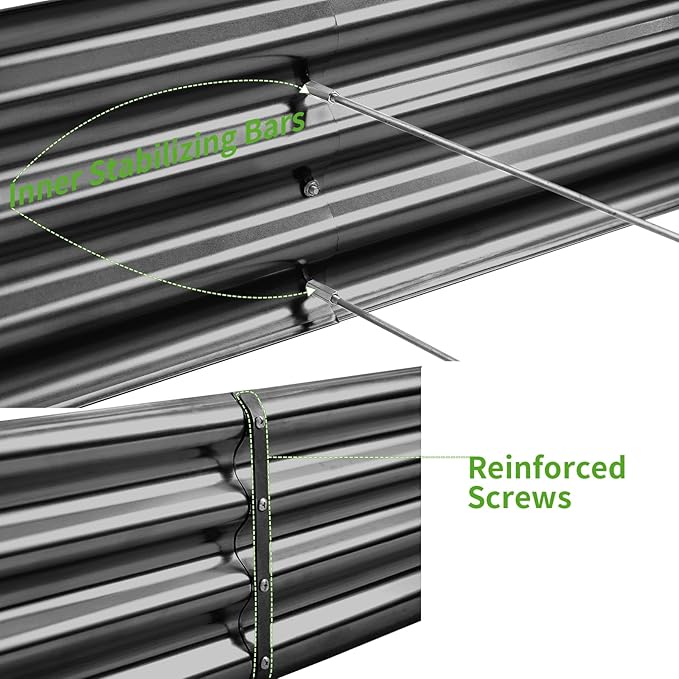 Land Guard 3 Pack 8×4×1ft Galvanized Metal Raised Garden Bed, Metal Planter Kit Box Outdoor for Deep-Rooted Vegetables, Flowers, Green and Herbs, Modern Grey