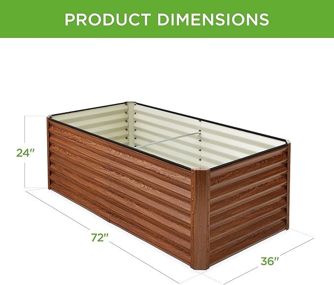 Best Choice Products 6x3x2ft Outdoor Metal Raised Garden Bed, Deep Root Box Planter for Vegetables, Flowers, Herbs, and Succulents w/ 269 Gallon Capacity - Wood Grain