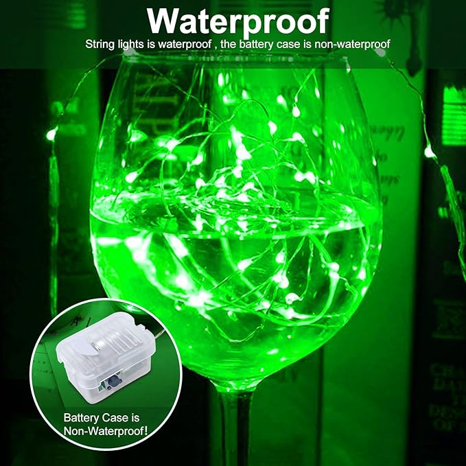 AIKEI 100 Pack LED Fairy Lights Battery Operated, 3 Modes Mini String Lights Waterproof 7 Feet 20 Led Firefly Starry Lighting for Birthday Wedding Party Bedroom Halloween Christmas Decoration Green
