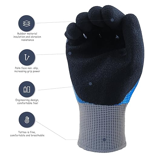 5 Pairs Insulated Electrician Gloves 1000V Voltage Resistant Flame Retardant Work Gloves, Electrical Rubber Non-slip Texture Design for Electricians Prevent Shock