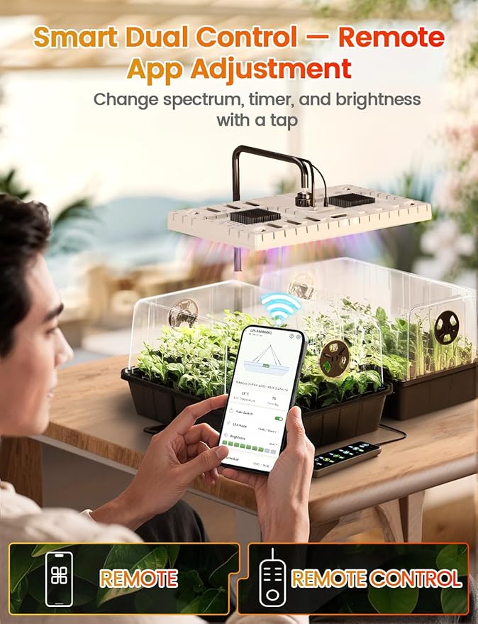 80-Cell Seed Starter Tray with 48W Full Spectrum Grow Light & 30W Heating Mat, Adjustable Dome & Light Stand, Waterproof Base, Indoor Germination Kit for Healthy Seedlings