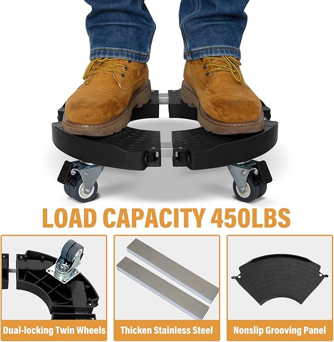 DOFIMATE 2 Pack Rolling Plant Stand with Wheels,15-21’’Adjustable Heavy Duty Plant Caddy with Wheels for Indoor Outdoor Planter Dolly Lockable