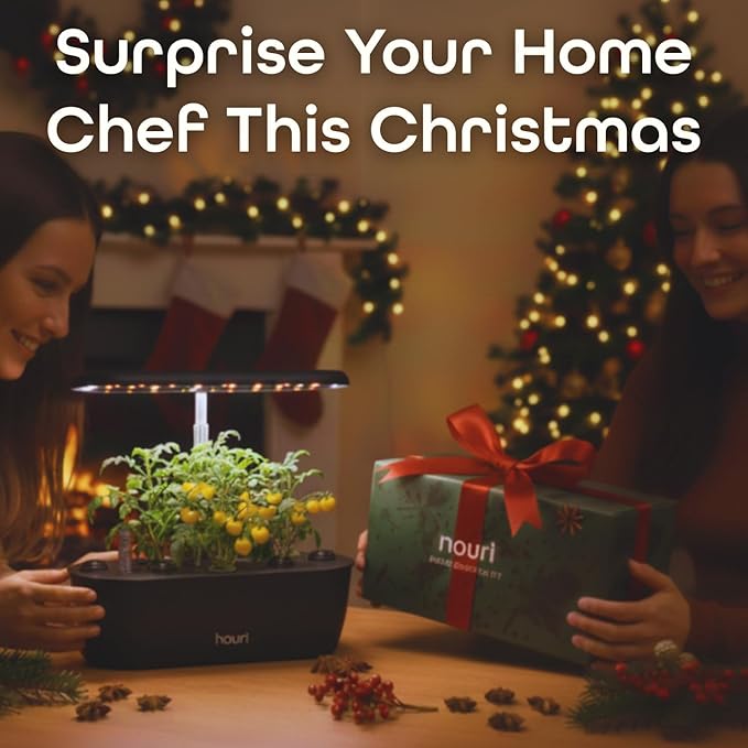 Nouri 12 pod APP Smart Garden for Home Cooks | w/Heirloom Basil | Hydroponics Growing System | LED Grow Lights | Indoor Herb Garden Kit | Herb Growing Kit Indoors for Plant Lovers, Gardeners, Kitchen