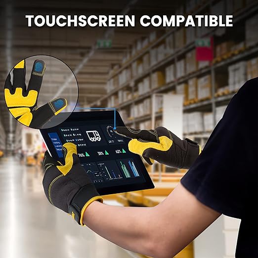 JUMPHIGH Work Gloves for Men, Multi-Functional Light Duty Mechanic Gloves, Outdoor, Performance Fit, Touch Screen, Abrasion Resistant (XL)