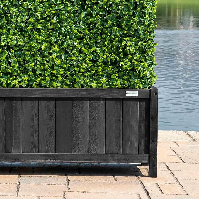 NatraHedge (44" Lx 15" W x 15" H (Black) Hampton Classic Wooden Planter Box Indoor and Outdoor Rectangular Garden Planter Use for Patio, Yard, Greenhouse, Vegatable, Flowers, and Herb