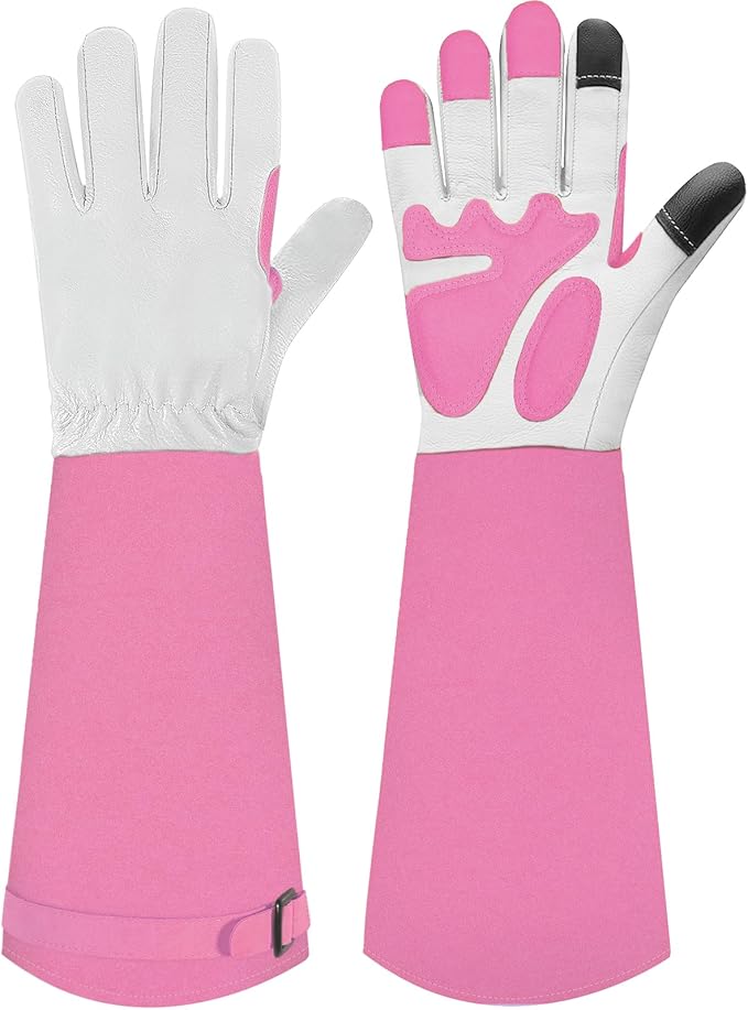SLARMOR Long-Gardening-Gloves for Women/Men - Thorn Proof Rose Pruning Gloves Heavy Duty Gauntlet, Best Garden Gifts for Gardener-S