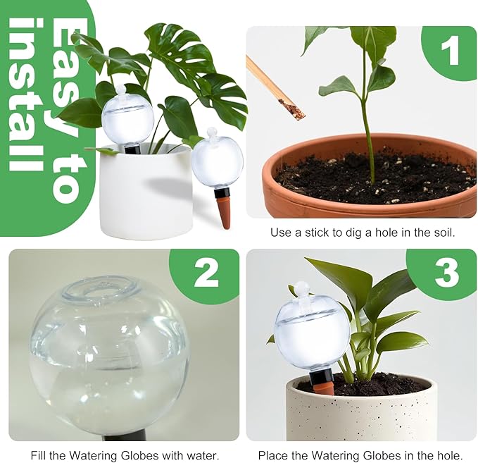 6 Pack Plant Watering Globes with Covers 17oz Self Watering Planter Insert Indoor/Outdoor Plant Watering Devices for Automatic Drip Irrigation