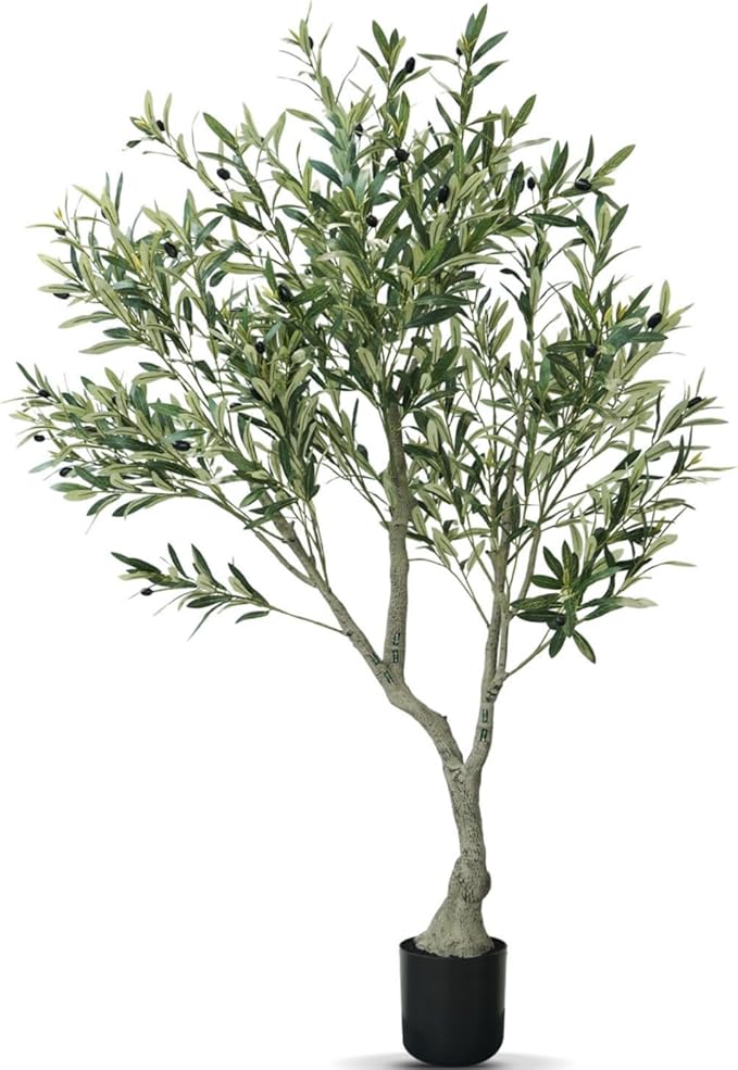 6ft Tall Artificial Olive Plants Indoor - Large Faux Decorative Trees for Home Decor, Artificial Tree UV-Resistant Outdoor, Fakeplant for Home Office Living Room