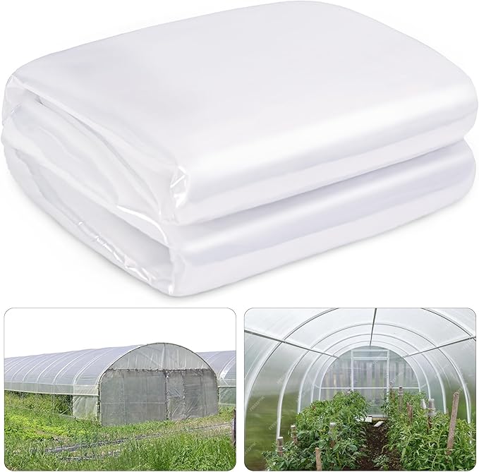6 Mil Clear Greenhouse Plastic Sheeting,9.8FTx14.8FT Transparent Plastic Film for Greenhouse, Resistant Polyethylene Film for Farm,Garden…