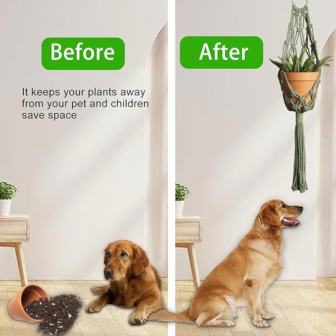 Artilady Macrame Hanging Planter for Indoor Plants, Boho Woven Plant Hanger Large Hanging Flower Pot Holders Outdoor Baskets Storage Green Wall Decor (Olive Green)