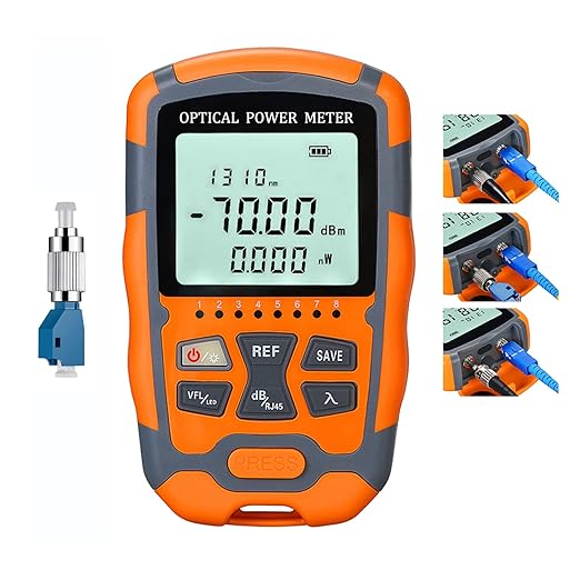 Duogalia 4-in-1 Fiber Optic Tester, Portable Optical Power Meter FC/SC/ST Standard Interface, Built-in 30Km Fiber Fault Detector Network Cable Tester with 1pc FC to LC Adapter