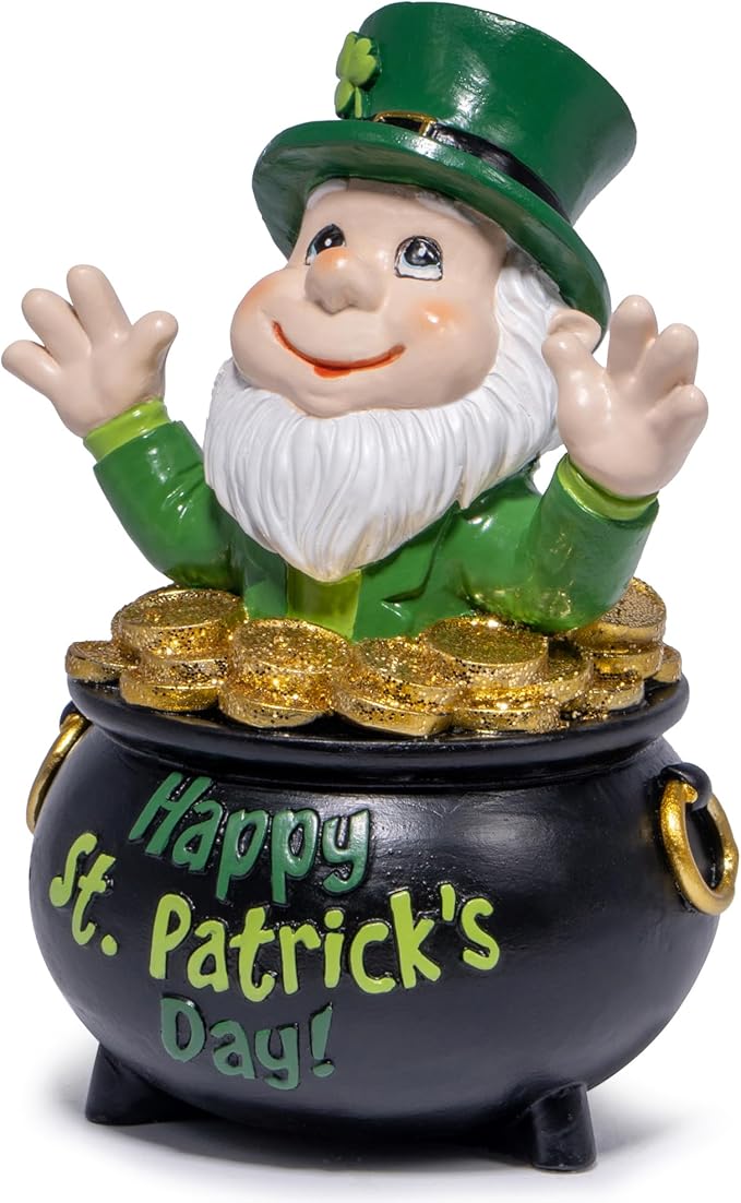 Hodao St Patrick's Day Gnome Decoration Beard Elf for St Patricks Day Home Table Figurines Decor for St. Patrick's Gifts Luck Green Irish Handmade Gnomes Spring Decortion Gifts (Green-One)