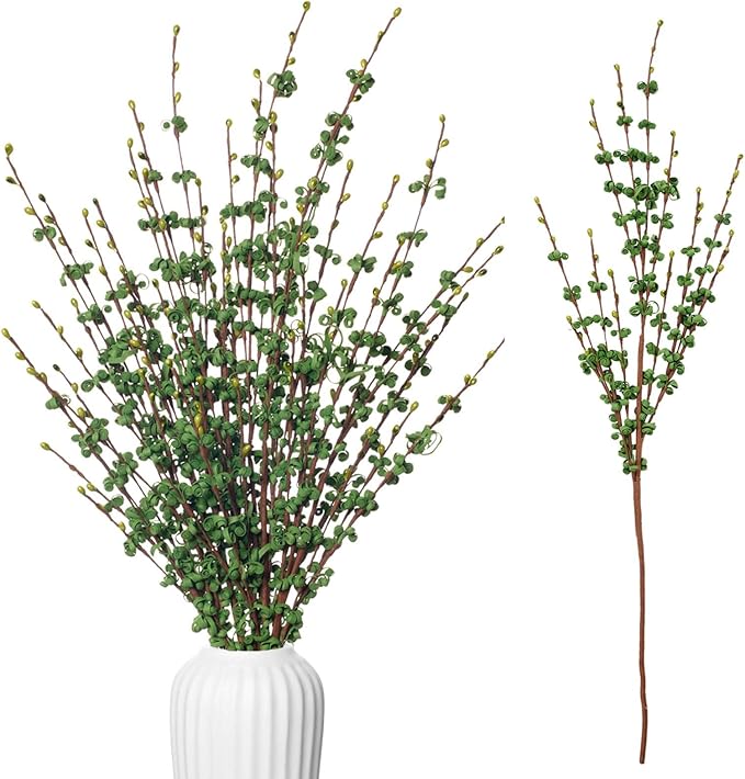 5 Pcs 29.5" Green Long Stem Artificial Jasmine Flowers Dry Branches for Home Office DIY Floral Art Plant Wedding St Patrick's Day Table Centerpieces Yard Outdoor Party Decoration