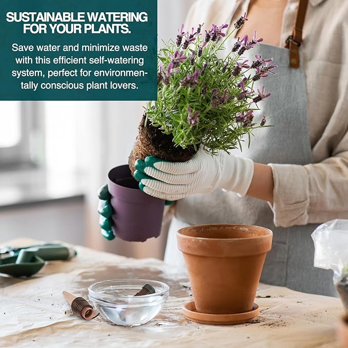 Blumat Classic Self-Watering Stakes - Automatic Drip Irrigation System for Indoor Plant Watering & Outdoor - Water Drip Solution for Potted Plants - Slow Release Stakes, 9 Pack, wo Adapter