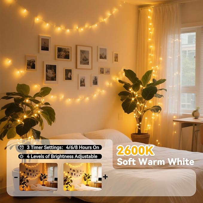 LitHome Led Christmas Fairy Lights Plug in, 200LED 66FT Color Changing Fairy Lights with Remote, 9 Modes Led Christmas Lights Indoor, Easter Pastel Fairy String Lights Twinkle for Party Easter Decor